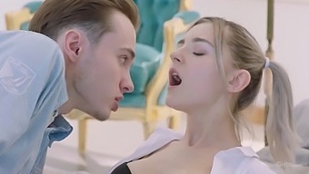 Russian Schoolgirl With Big Boobs Seduces And Gives Blowjob To Horny Boy