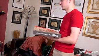 British Mature With Big Natural Tits Trades Sex For Pizza