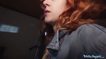 A Seductive Redhead Server Gives Oral Sex And Has Doggystyle Intercourse Outdoors