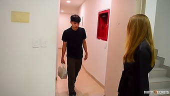 Blonde Sorority Girl Gets Surprised By Student'S Big Dick After Massage