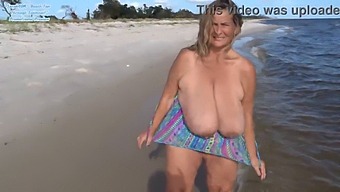 Chaplin'S Shaved Pussy Exposed On The Beach